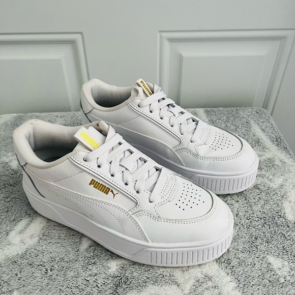 final price ✨ PUMA women's karmen rebelle white + gold chunky sneakers size 6.5 - Picture 3 of 10